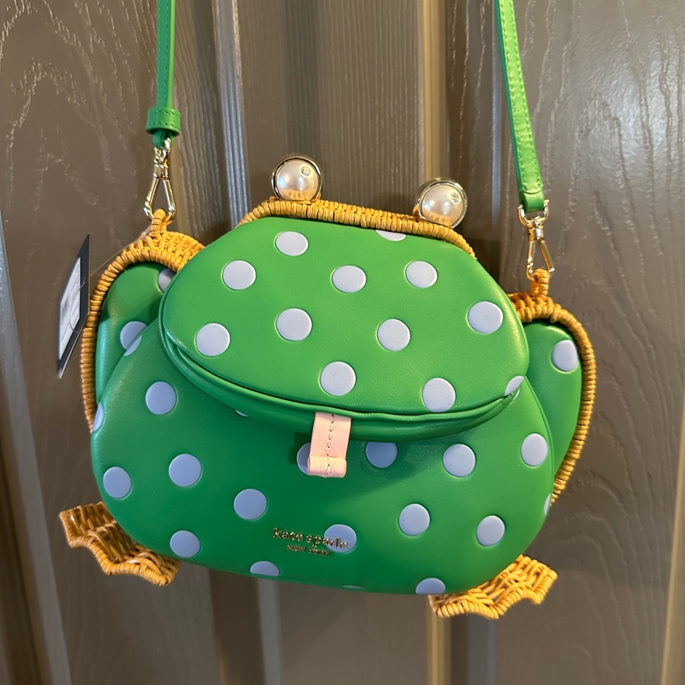 Kate Spade Green Polka Dot Frog Bag